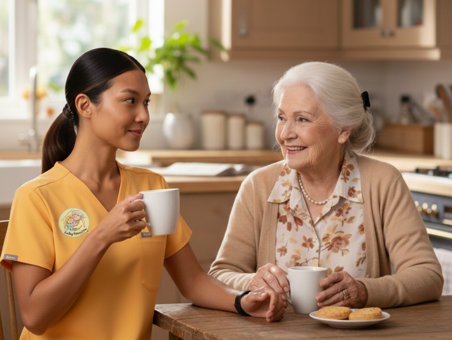 Keeley Home Care Professional providing non-skilled companionship to a family member.